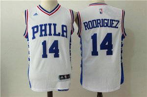 Maillot De Basket Philadelphia 76ers Sergio Rodriguez 14 Tissus Sportif Fans Edition Blanc